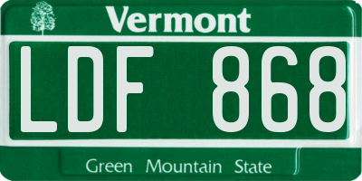 VT license plate LDF868