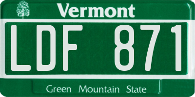 VT license plate LDF871