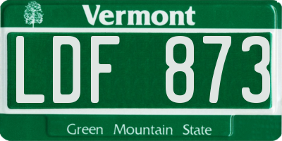 VT license plate LDF873