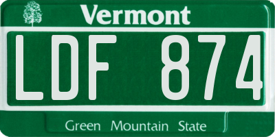 VT license plate LDF874
