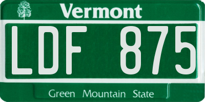 VT license plate LDF875