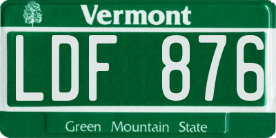 VT license plate LDF876