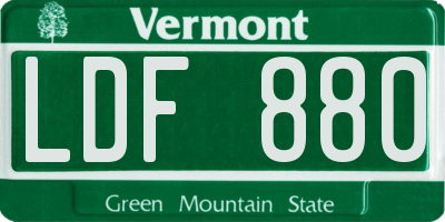 VT license plate LDF880