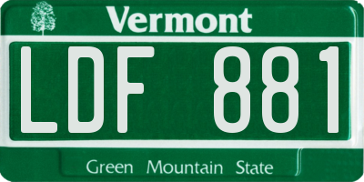 VT license plate LDF881