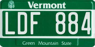 VT license plate LDF884