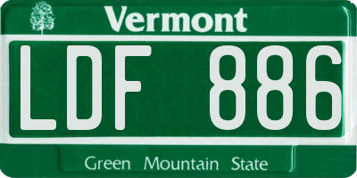 VT license plate LDF886