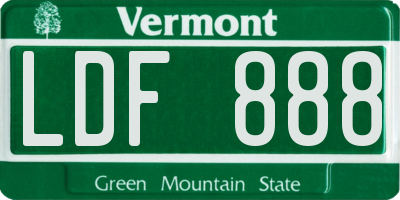 VT license plate LDF888