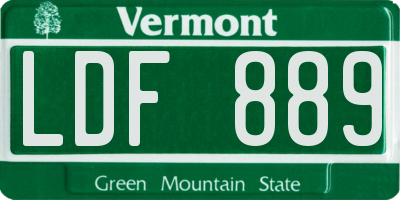 VT license plate LDF889