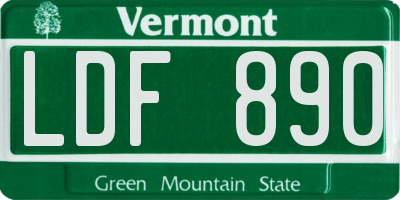 VT license plate LDF890