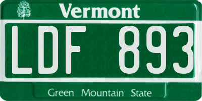 VT license plate LDF893