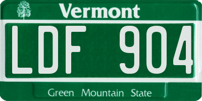 VT license plate LDF904