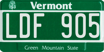 VT license plate LDF905