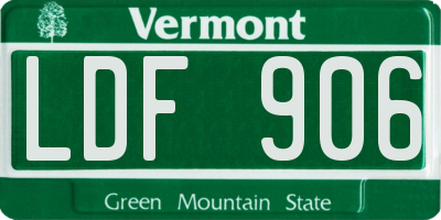VT license plate LDF906