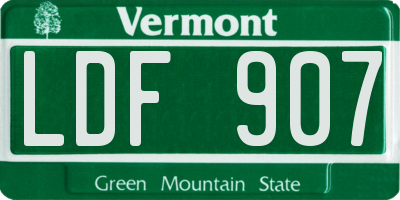 VT license plate LDF907