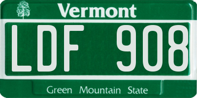 VT license plate LDF908