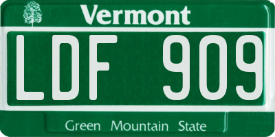 VT license plate LDF909