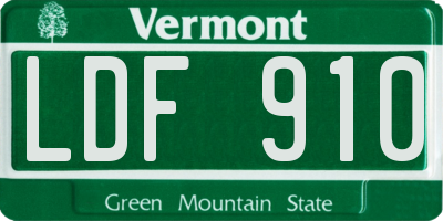 VT license plate LDF910