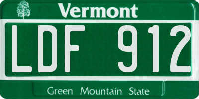 VT license plate LDF912