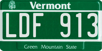 VT license plate LDF913