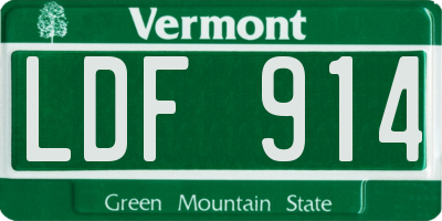VT license plate LDF914