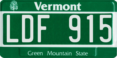 VT license plate LDF915