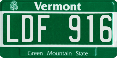 VT license plate LDF916