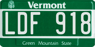 VT license plate LDF918