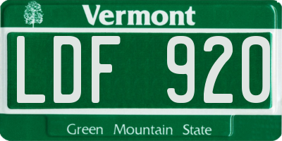 VT license plate LDF920