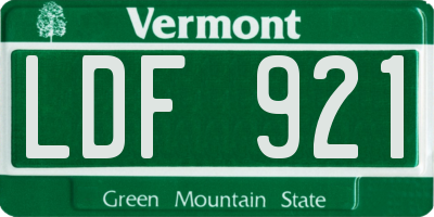 VT license plate LDF921