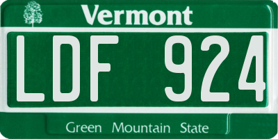 VT license plate LDF924