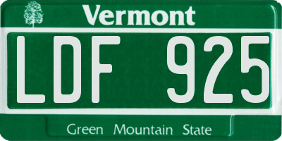 VT license plate LDF925