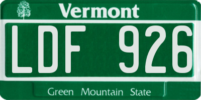 VT license plate LDF926