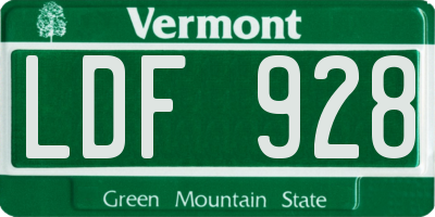 VT license plate LDF928