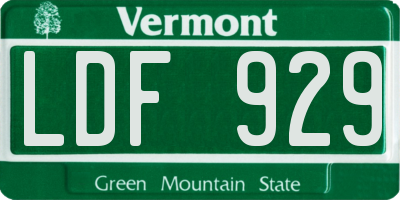 VT license plate LDF929