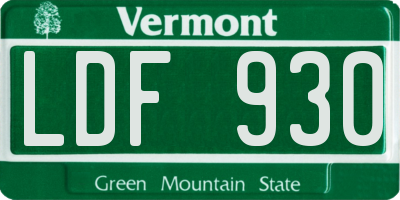 VT license plate LDF930