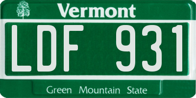 VT license plate LDF931