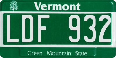 VT license plate LDF932