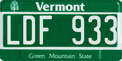VT license plate LDF933