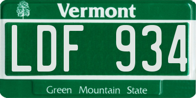 VT license plate LDF934