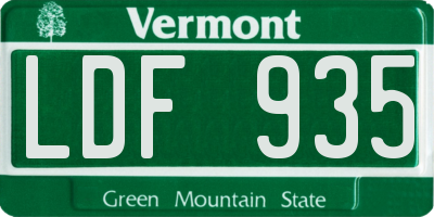 VT license plate LDF935