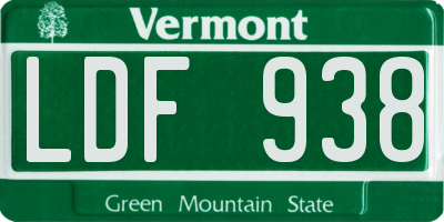VT license plate LDF938