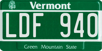 VT license plate LDF940