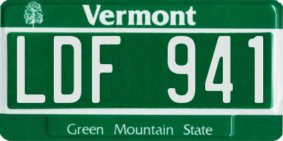 VT license plate LDF941