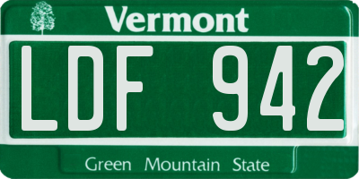 VT license plate LDF942