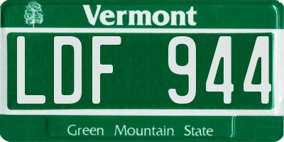 VT license plate LDF944