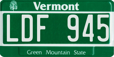 VT license plate LDF945