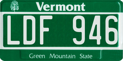 VT license plate LDF946