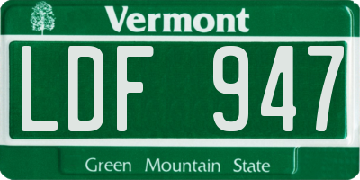 VT license plate LDF947