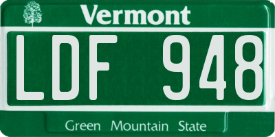 VT license plate LDF948