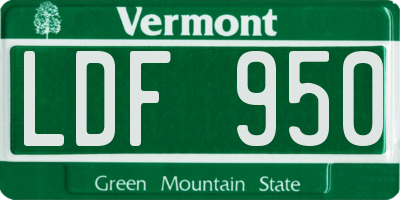 VT license plate LDF950